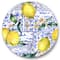 Designart - Lemon Ornament On Blue Geometrical Pattern I - Tropical Metal Circle Wall Art
